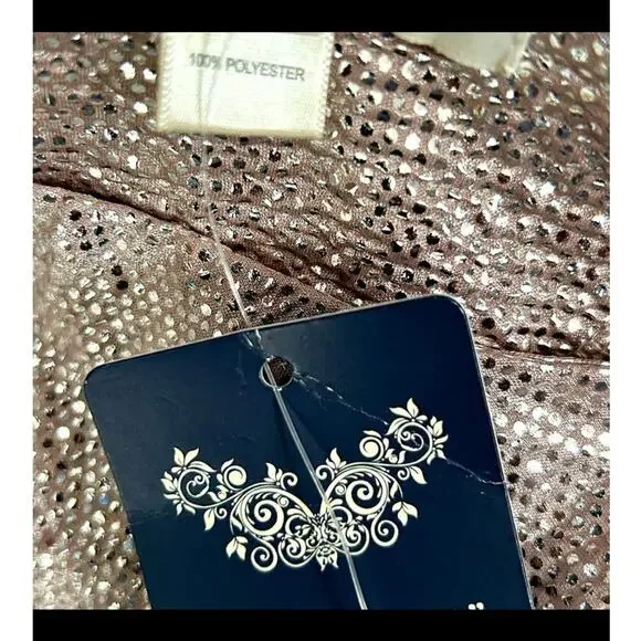 Monteau Champagne Metallic Textured Short Sleeve Top Size Small NWT - Picture 10 of 15